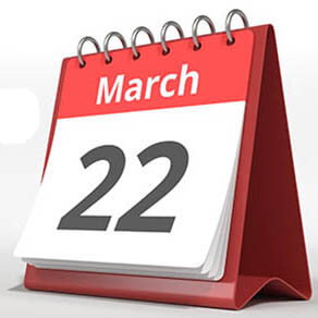 March 22 date on the flip calendar page, 3D rendering