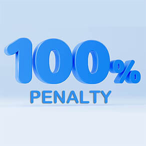 Blue 100% 3D number with percent symbol and the word 