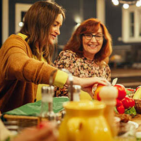 Two women enjoying a dinner