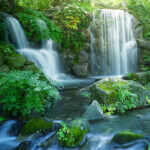 Waterfall in Tokyo, Image of an ecology, Global warming measure in the city, Holiday resort in Tokyo