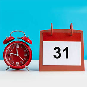Alarm clock with calendar number 31