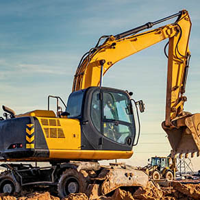 Excavator carries out excavation work