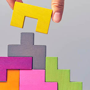 Staircase made of colorful wooden cubes