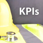 Work Place Safety Concept with safety equipment and a blackboard in the background