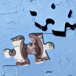 U.S. dollar and jigsaw puzzle, concealment of income, hidden assets, tax avoidance