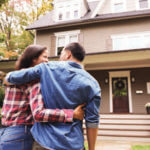 Man and woman embrassing