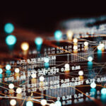 Lit up switch board wish blue and yellow lit up lights above it