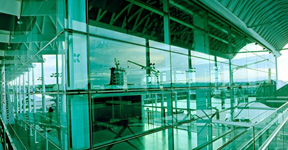 Green glass building