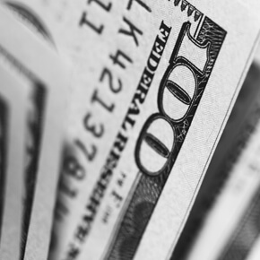 Partial corner view of a hundred dollar bill