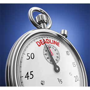 Stopwatch with the word deadline at top