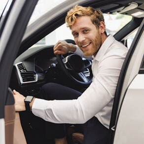 Man about to shut car door